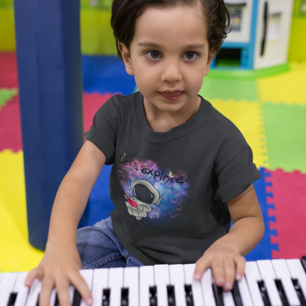 Space Adventure: Toddler's Round Neck T-Shirt with 'Let's Explore' Design